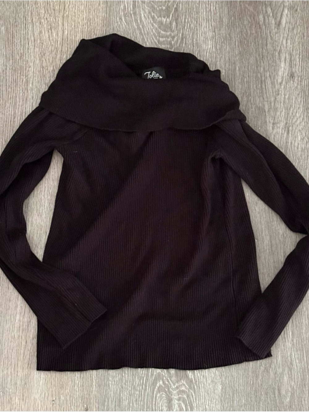 Tilly's Black Ribbed Off-Shoulder Cowl Sweater
